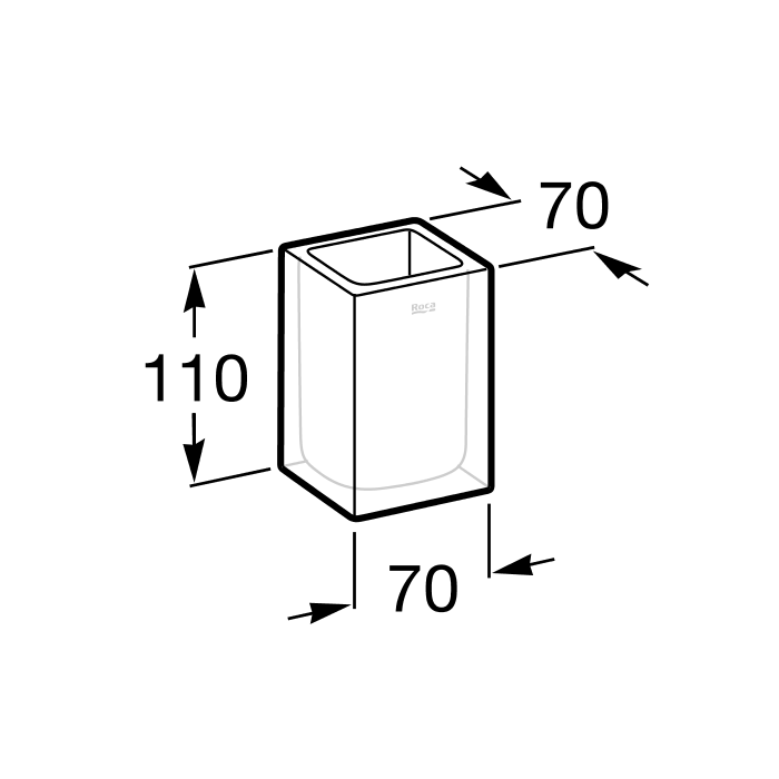 Medidas del vaso de encimera para baño ICE - ROCA